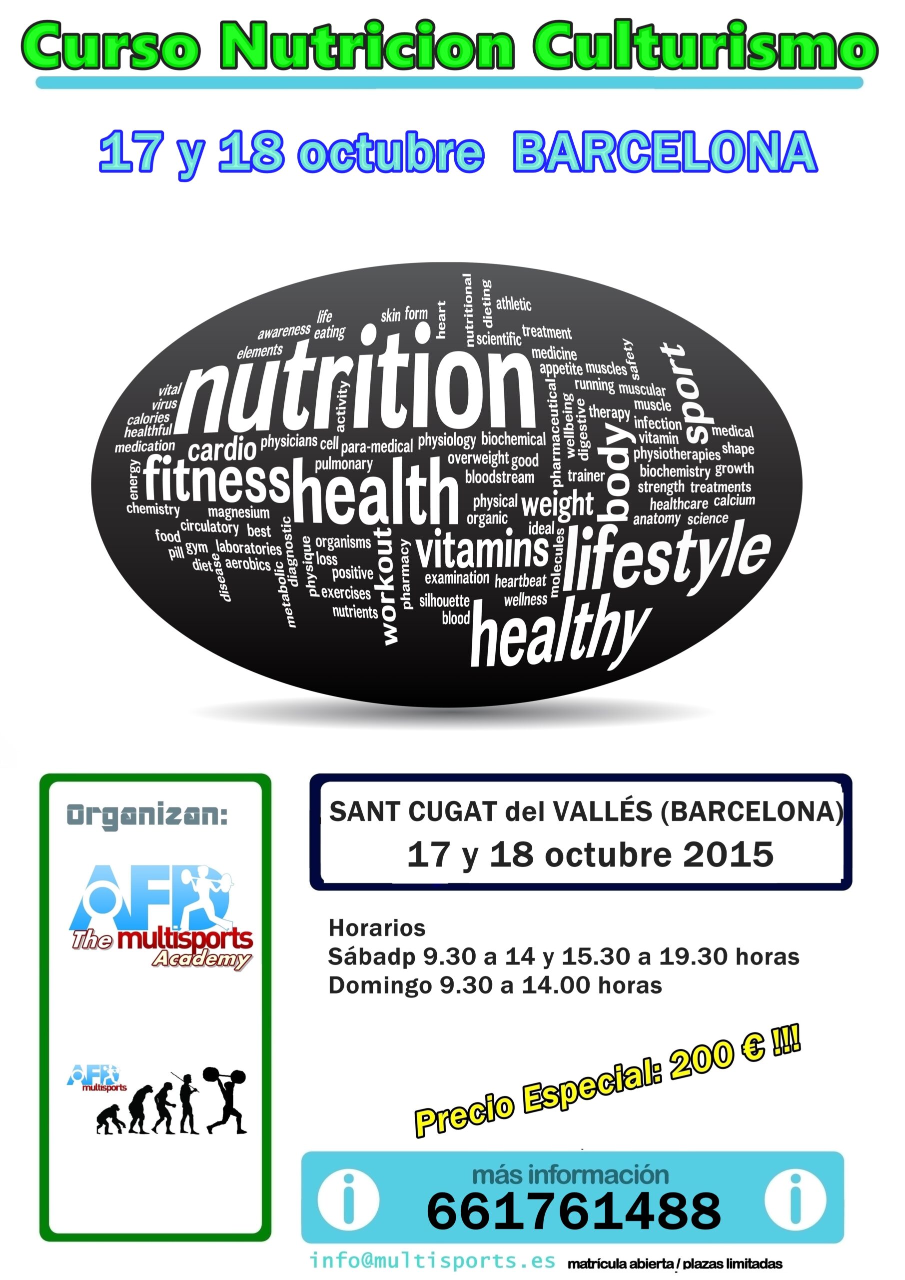 Curso AFD Nutrición y Suplementación en Culturismo en Barcelona octubre 2015