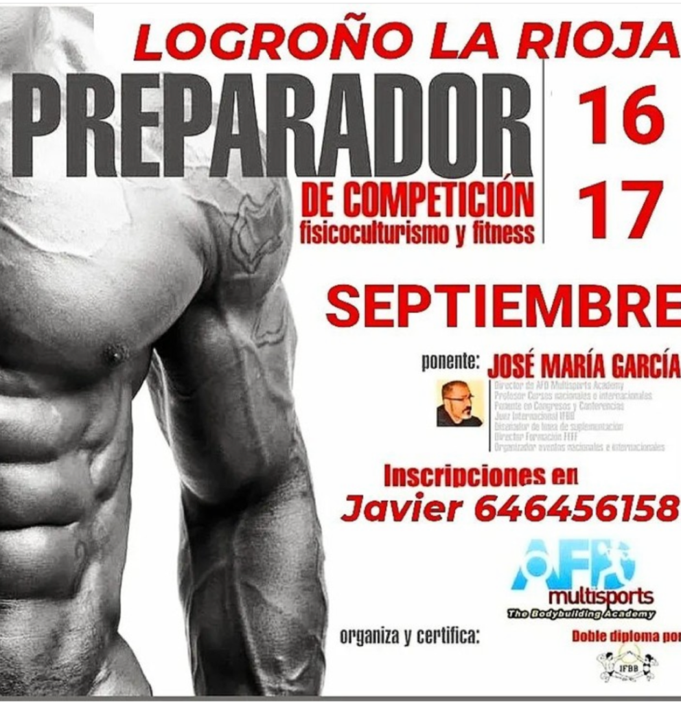 Curso Preparador Competición Fitness/Culturismo en Logroño, sept 2023
