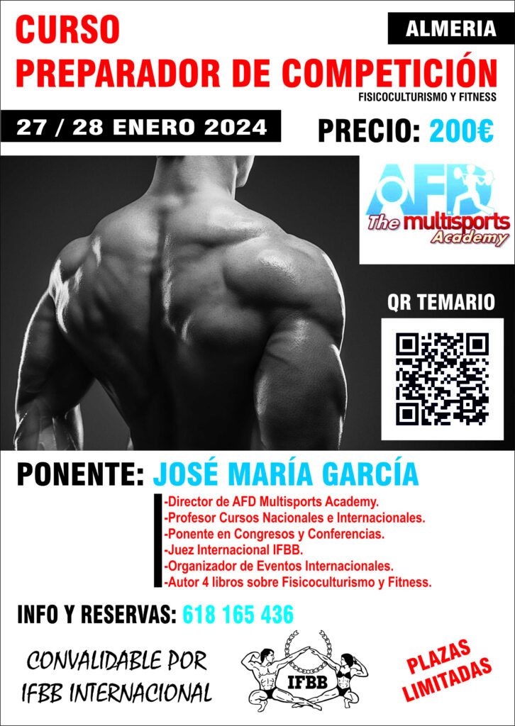 Curso Preparador Competición Fitness/Culturismo en Almería, enero 2024
