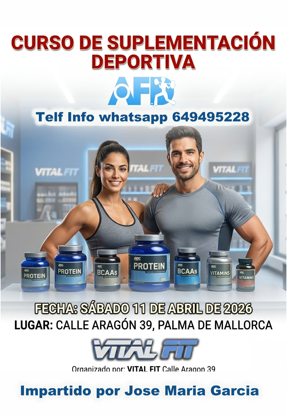 Curso AFD Suplementación Deportiva Palma Mallorca abril 2026